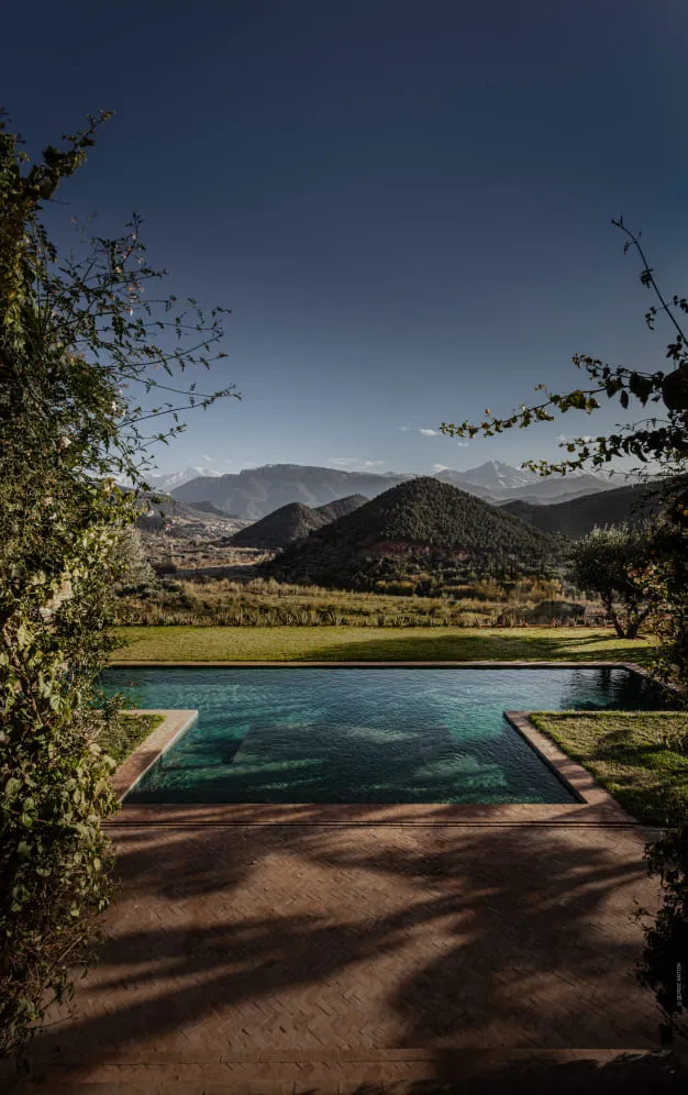 Pool area with stunning backdrop